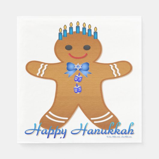 Serviette En Papier Judaïque Hanoukka Gingerbread Homme Menorah (Devant)