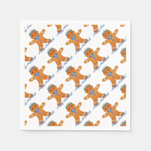 Serviette En Papier Judaïque Hanoukka Gingerbread Homme Menorah (Devant)