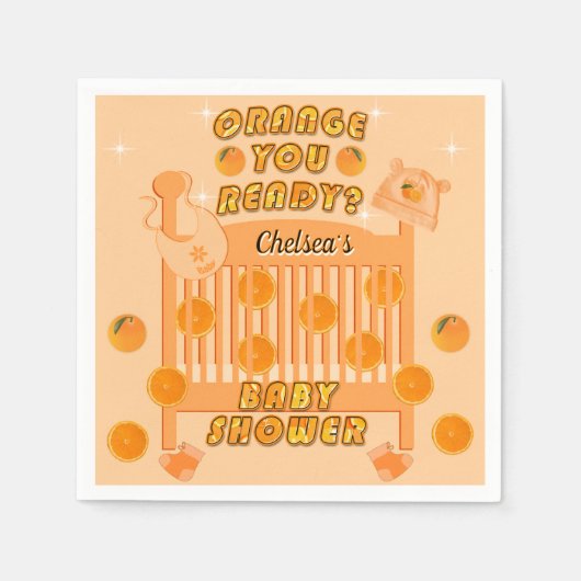 Serviette En Papier Juicy Orange You Ready Citrus Baby shower moderne (Devant)