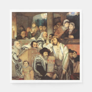 Serviette En Papier Juifs priant dans la synagogue sur Yom Kippour