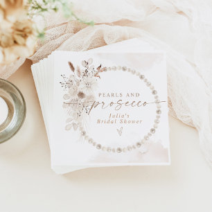 Serviette En Papier JULIA Bohème Floral Perles & Prosecco Enterrement 