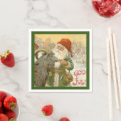 Serviette En Papier Jultomten nourrit Yule Chèvre un biscuit (En situation)