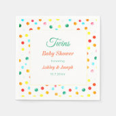 Serviette En Papier Jumeaux Baby shower coloré points Motif (Devant)