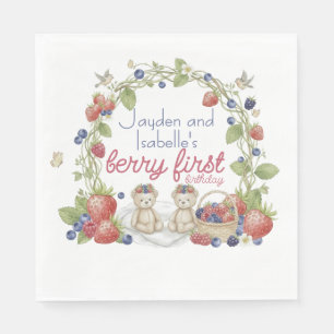 Serviette En Papier Jumeaux Berry First 1ère Fête d'anniversaire