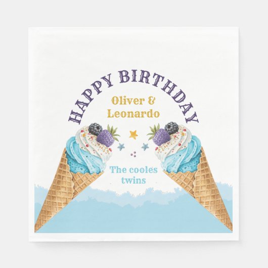 Serviette En Papier Jumeaux cool Glace Cream Boys Anniversaire (Devant)