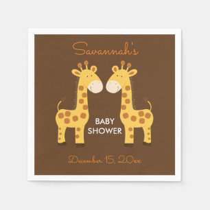 Serviette En Papier Jumeaux Giraffes Baby shower Napkin
