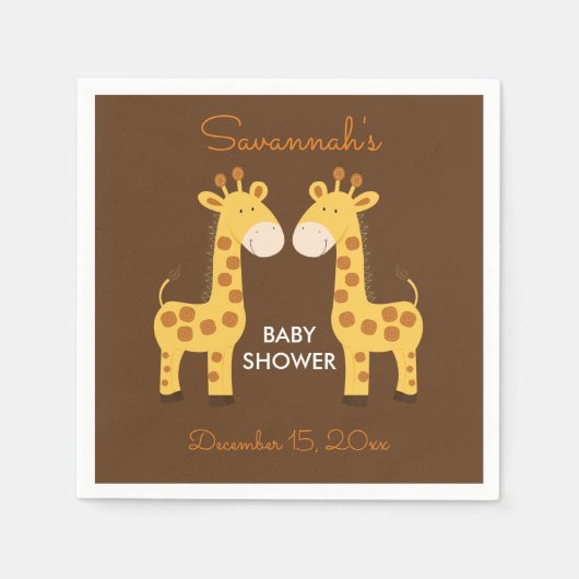 Serviette En Papier Jumeaux Giraffes Baby shower Napkin (Devant)
