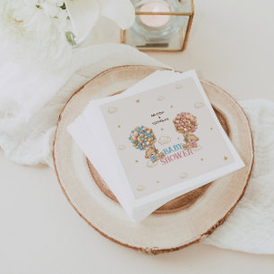 Serviette En Papier Jumeaux Ourson Rose Bleu Garçon Fille