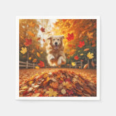 Serviette En Papier Jumelage Golden Retriever Dans Pile Feuille (Devant)