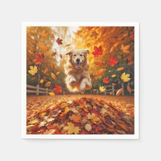 Serviette En Papier Jumelage Golden Retriever Dans Pile Feuille (Devant)
