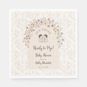 Serviette En Papier Jumelles Capricieuses Fête Prénatale Floral Pastel