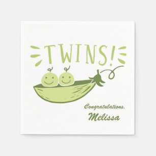 Serviette En Papier Jumelles Petits Pois dans une Cosse Baby Shower Se