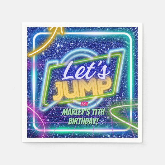 Serviette En Papier Jump Party Bounce Neon Trampoline Park (Devant)