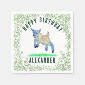 Serviette En Papier Jumping Goat Happy Birthday ajouter le nom (Devant)