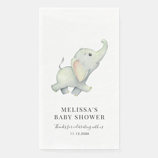 Serviette En Papier Jungle Animal Elephant Baby Shower (Devant)
