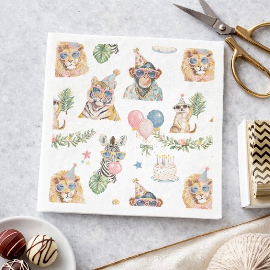 Serviette En Papier Jungle Animals Birthday Party