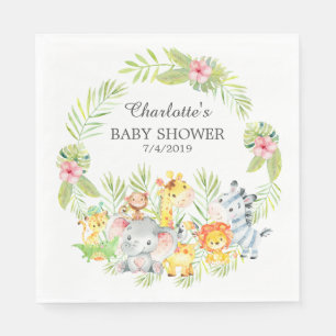 Serviette En Papier Jungle Animals Girls Papier Baby shower Napkins