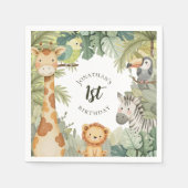 Serviette En Papier Jungle Animaux 1er anniversaire (Devant)