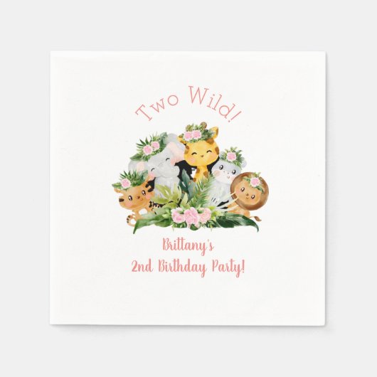 Serviette En Papier Jungle Animaux Deux Sauvages 2e fête d'anniversair (Devant)
