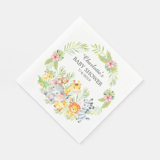 Serviette En Papier Jungle Animaux Filles Papier Baby shower serviette (Coin)