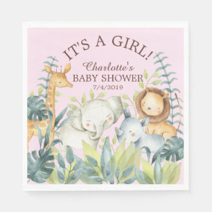 Serviette En Papier Jungle Animaux Filles Papier Baby shower serviette