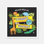 Serviette En Papier JUNGLE ANIMAUX SAFARI ZOO Livre d'anniversaire (Devant)