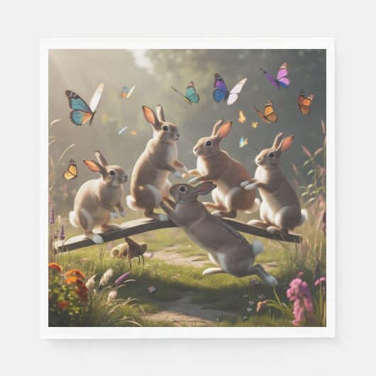 Serviette En Papier jungle de lapin (Devant)
