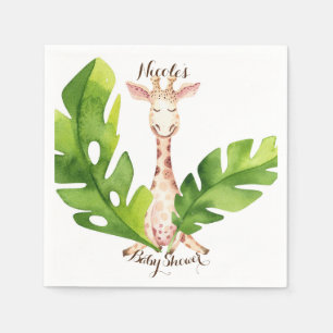 Serviette En Papier Jungle Giraffe Baby shower d'aquarelle