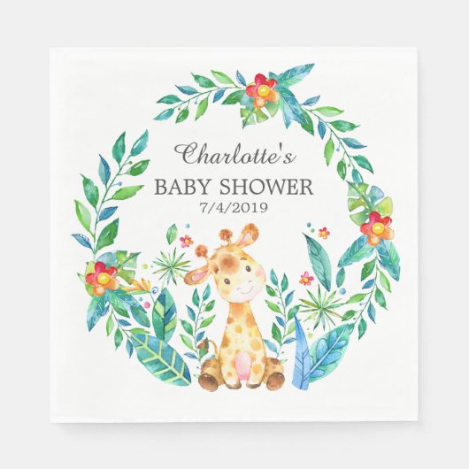 Serviette En Papier Jungle Giraffe Baby shower papier serviettes (Devant)