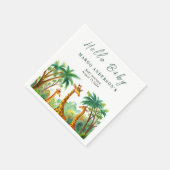 Serviette En Papier Jungle Giraffe Cute Élégant Bonjour Baby shower (Coin)