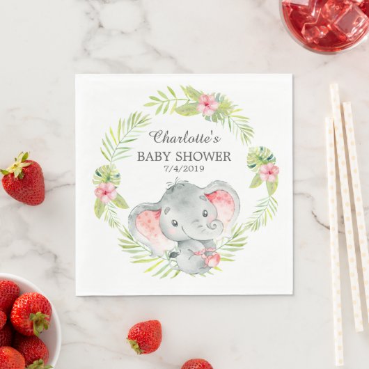 Serviette En Papier Jungle Girl Elephant Baby shower papier serviettes (En situation)