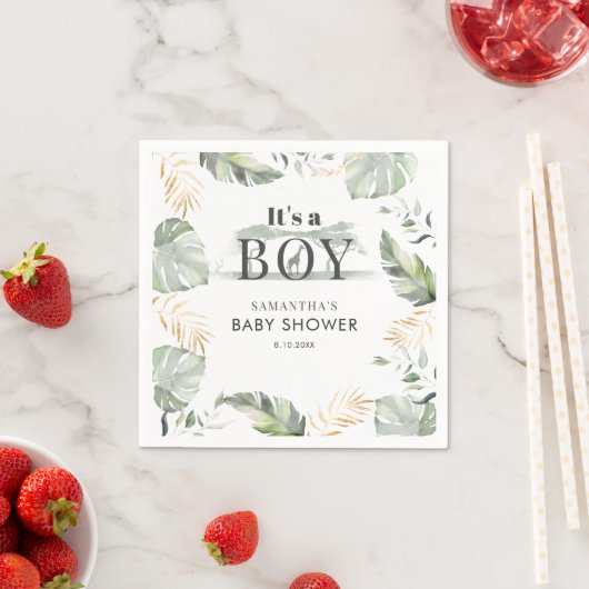 Serviette En Papier Jungle Safari Botanical Boy Baby shower Papier (En situation)