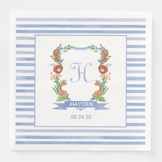 Serviette En Papier Jungle Safari Crest Boy Baby shower (Devant)