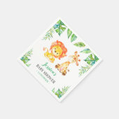 Serviette En Papier Jungle Safari Vert bébé garçon douche Lion Giraffe (Coin)