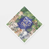 Serviette En Papier Jungle thème 1er anniversaire Wild one marine bleu (Coin)