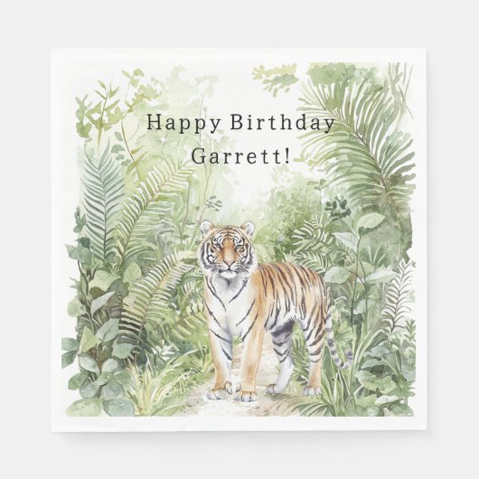 Serviette En Papier Jungle Tiger Birthday (Devant)