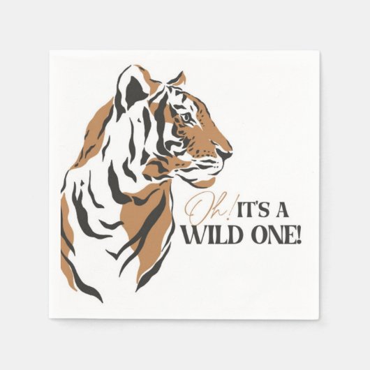 Serviette En Papier Jungle Tigre sibérien sauvage un premier anniversa (Devant)