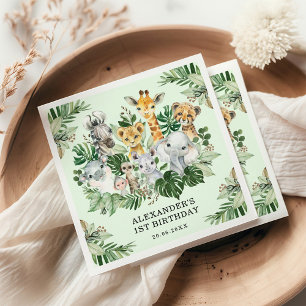 Serviette En Papier Jungle tropicale Safari Animaux sauvages Baby Birt