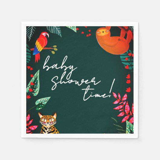 Serviette En Papier Jungle Wildlife Baby Shower (Devant)