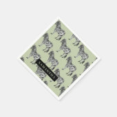 Serviette En Papier Jungle Zebra Wild Motif & Nom personnalisé (Coin)