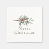 Serviette En Papier Juniper botanique vintage Noël vert (Devant)