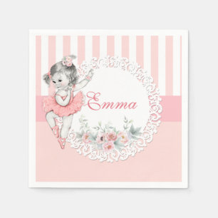 Serviette En Papier Jupon rose de ballerine rayures fleurs dentelle