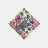 Serviette En Papier Jus gris et fleurs (Coin)