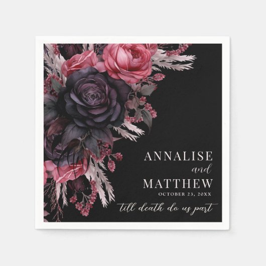 Serviette En Papier Jusqu'à la mort Faisons-nous partie Mariage gothiq (Devant)