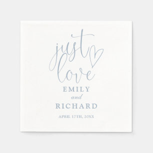 Serviette En Papier Just Love Script élégant Dusty Blue Mariage