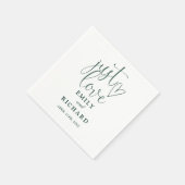 Serviette En Papier Just Love Script Elegant Emerald Green Mariage (Coin)