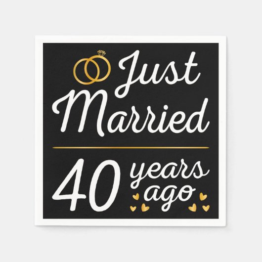 Serviette En Papier Just Married 40 Years Ago II (Devant)