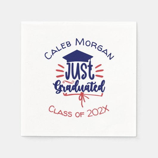 Serviette En Papier Juste Gradué Rouge & Bleu Personnalisé (Devant)