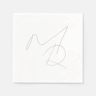 Serviette En Papier Juste les initiales... Monogramme mince simple