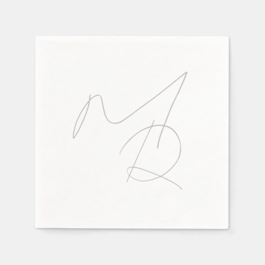 Serviette En Papier Juste les initiales... Monogramme mince simple (Devant)